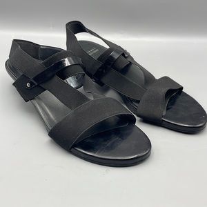 Stuart Weitzman Sandal Black Wedge Open Toe Slingback 10